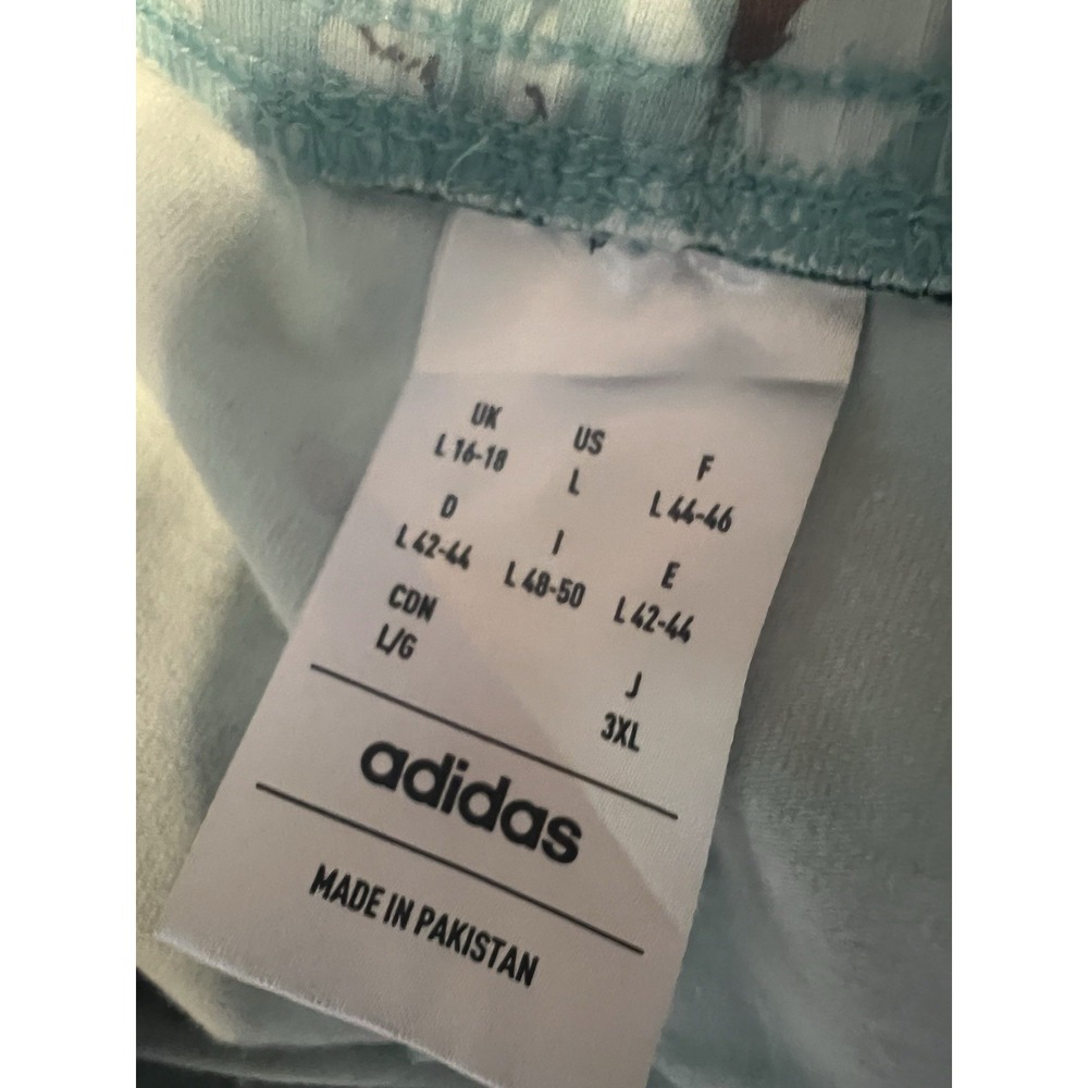 Adidas Women's L Teal Leopard Print Leggings Athletic Yoga Pants‎ - Picture 4 of 6